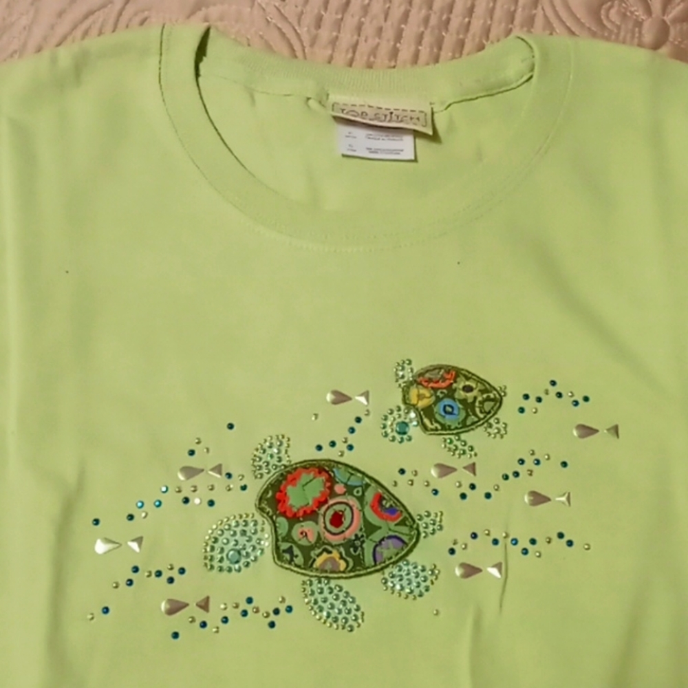 Embroidered Tropical Turtle Tshirt